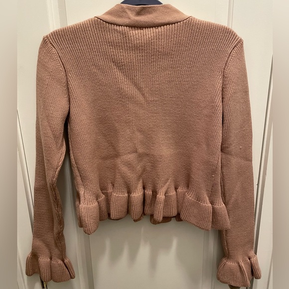 NWT TCEC Tan Ruffle Long Sleeve Crop Cardigan Sweater - Picture 5 of 5